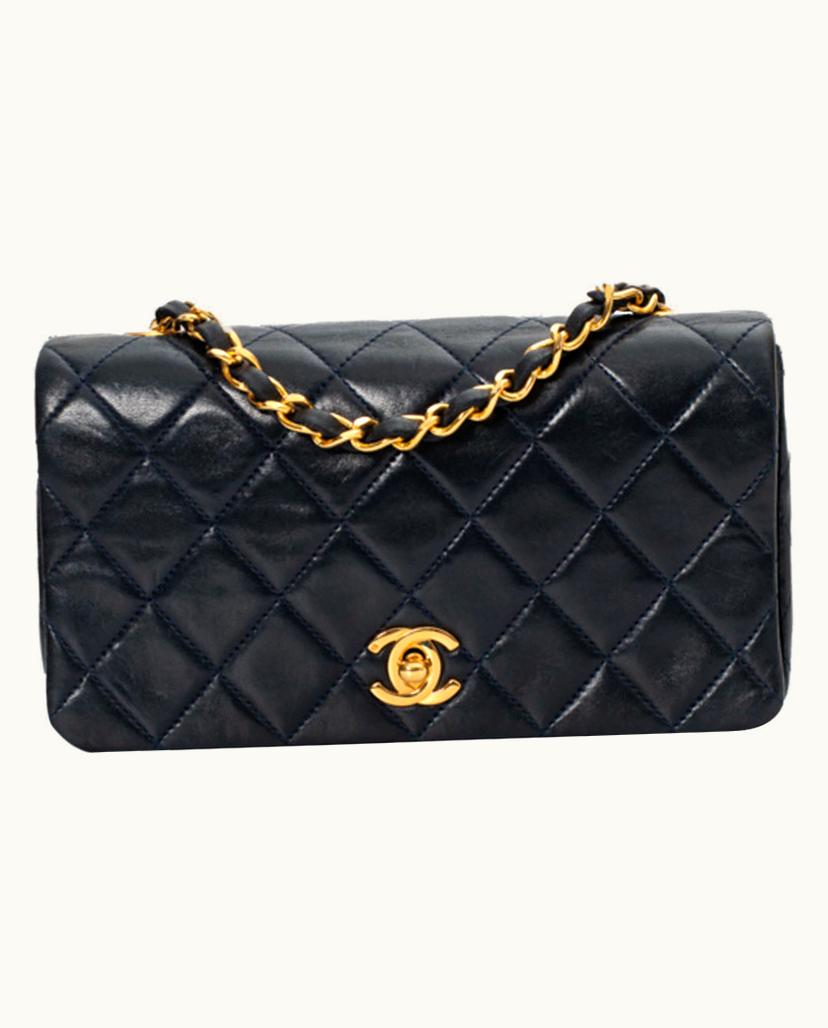 Chanel Chanel Mademoiselle Crossbody Bag Blue Leather Gold Hardware