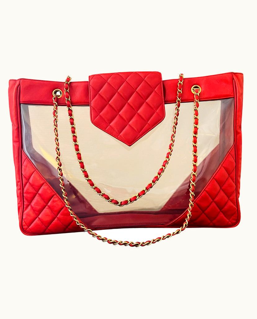 Chanel Chanel Deauville XL Shopping Tote Bag Shopper Red