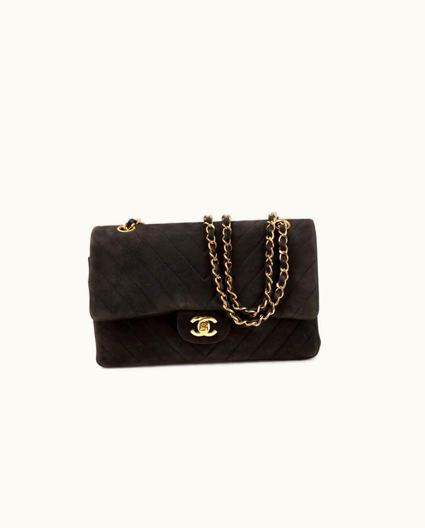 Chanel **CHANEL Classic Double Flap Bag In Black Suede**