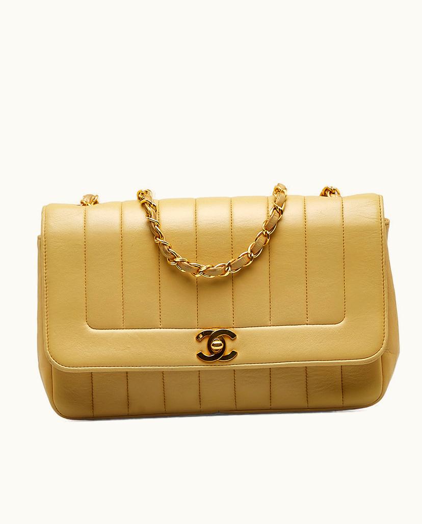 Chanel Chanel Vertical Border Flap Leather Crossbody Bag Brown x Light Brown