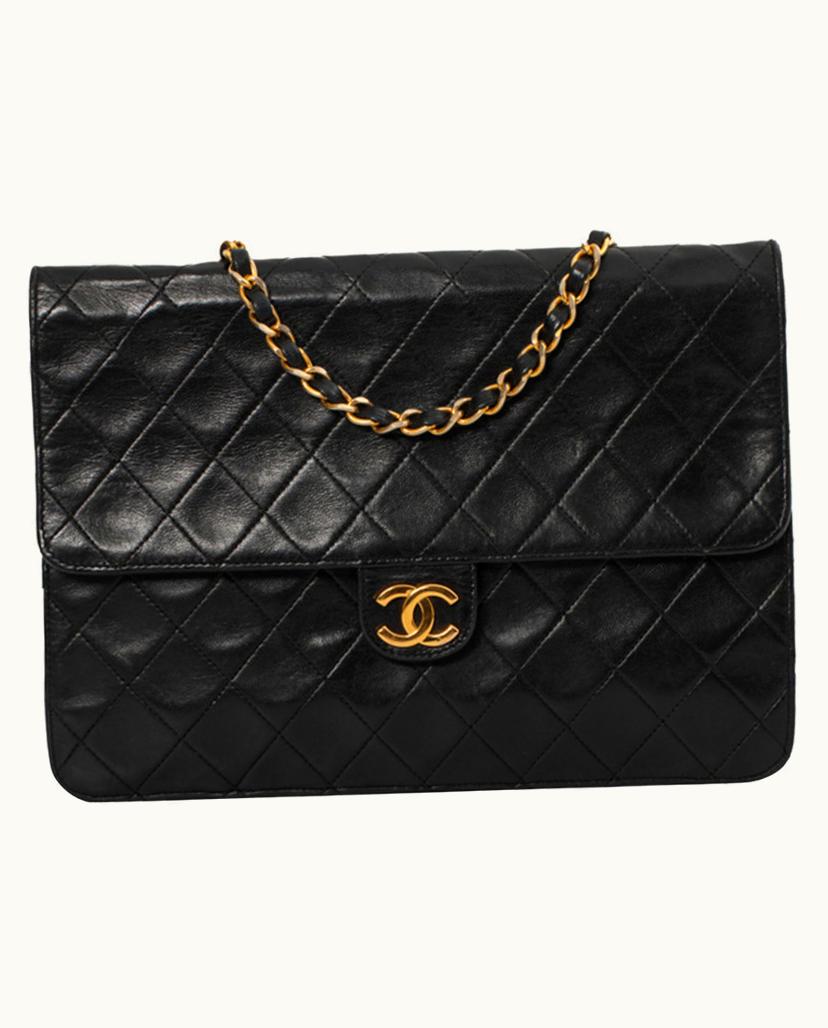 Chanel CHANEL Timeless Bag Leather In Black With Burgundy Interior