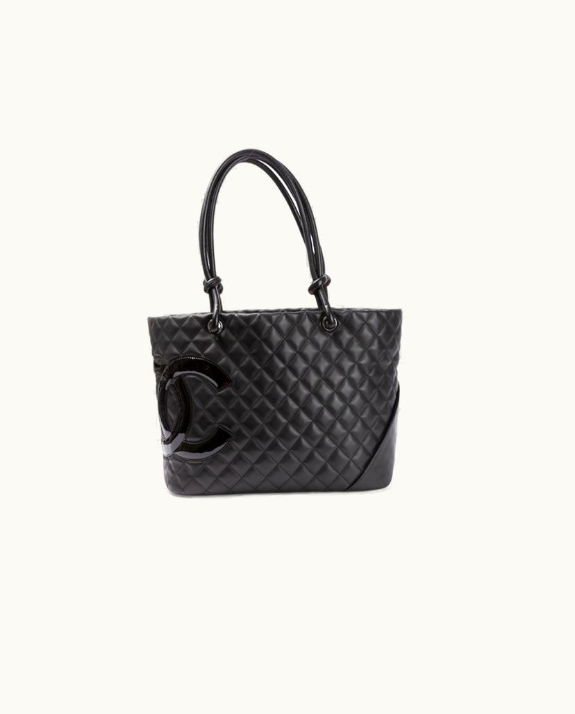 Chanel CHANEL Cambon Tote Bag Quilted Lambskin Leather Black