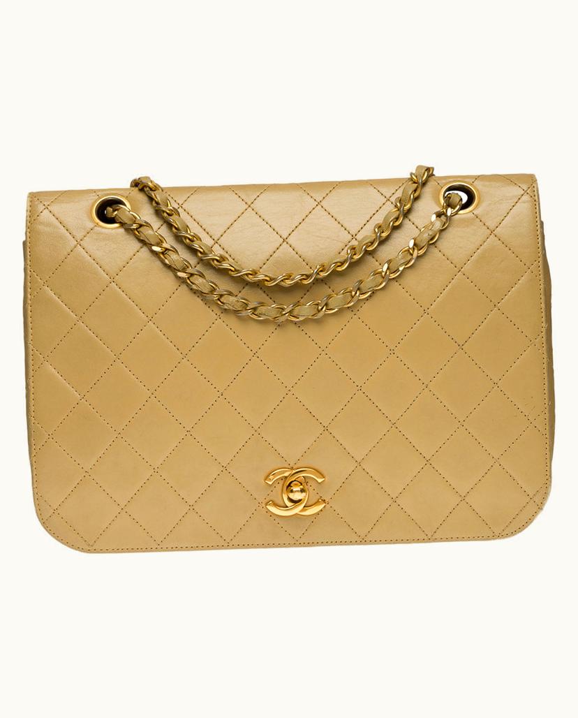 Chanel Chanel Classic Full Flap GM Bag Beige Lambskin Leather