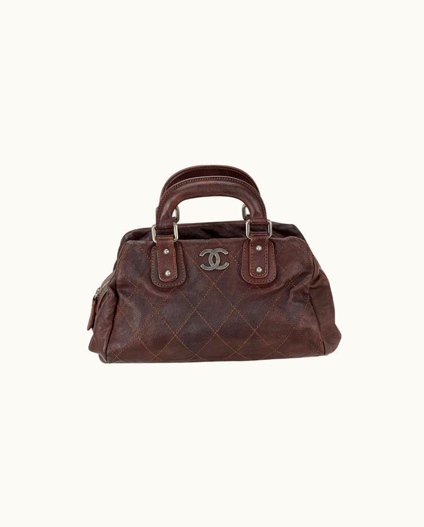 Chanel Chanel Outdoor Ligne Doctor Bag Quilted Caviar Small Brown
