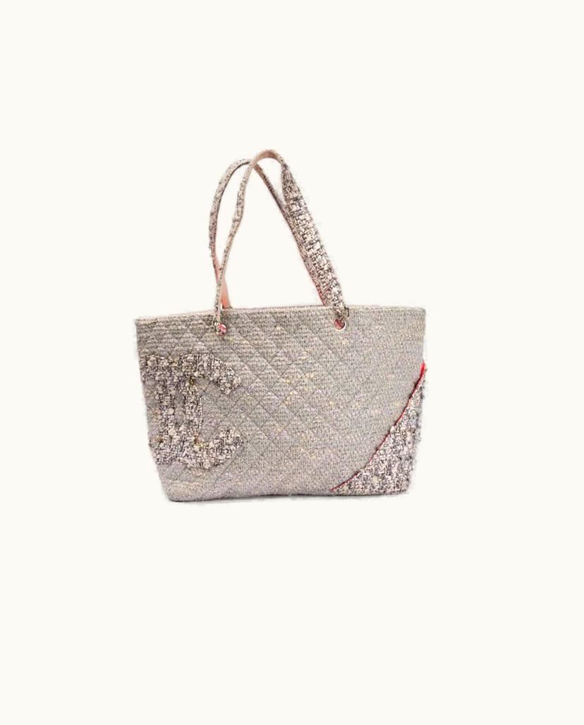 Chanel CHANEL Cambon Tweed Quilted Tote Bag Grey/Multicolor