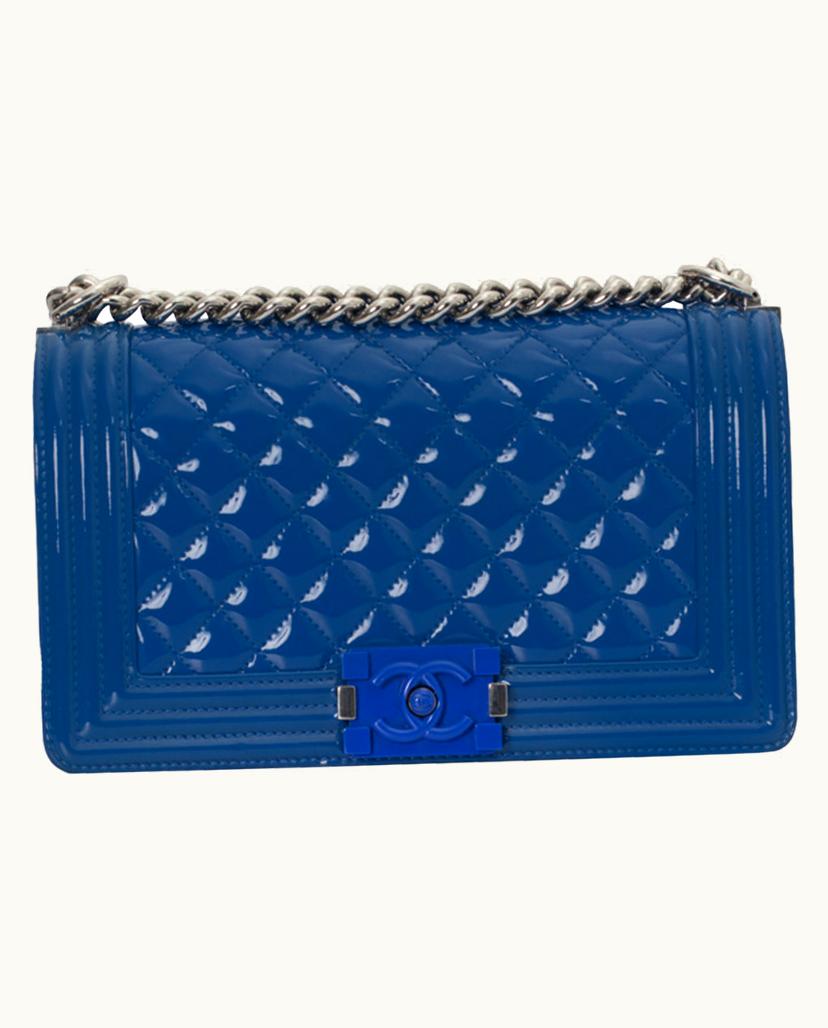 Chanel CHANEL Boy Leather Shoulder Bag Blue