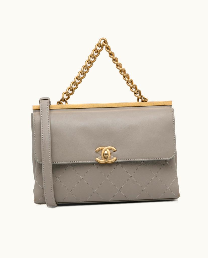 Chanel Chanel Coco Lux Flap Bag Leather Shoulder Bag Gray