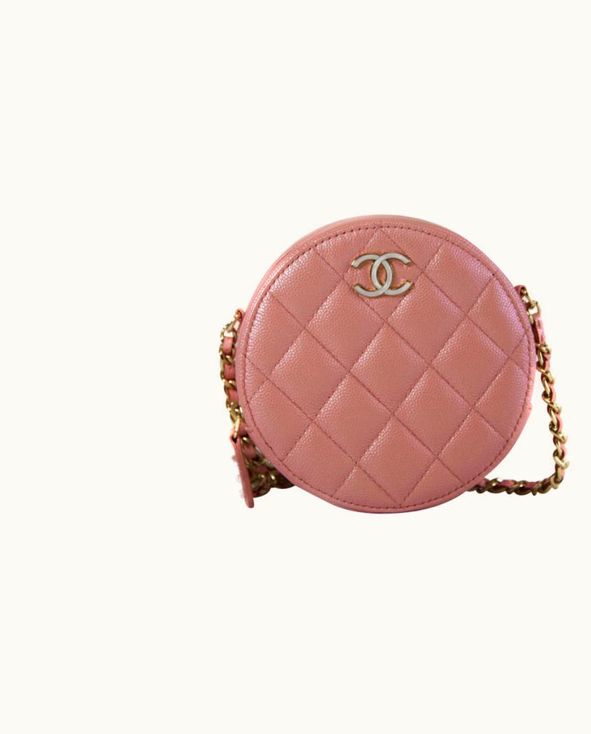 Chanel Chanel Vanity Round Bag Leather Crossbody Pink