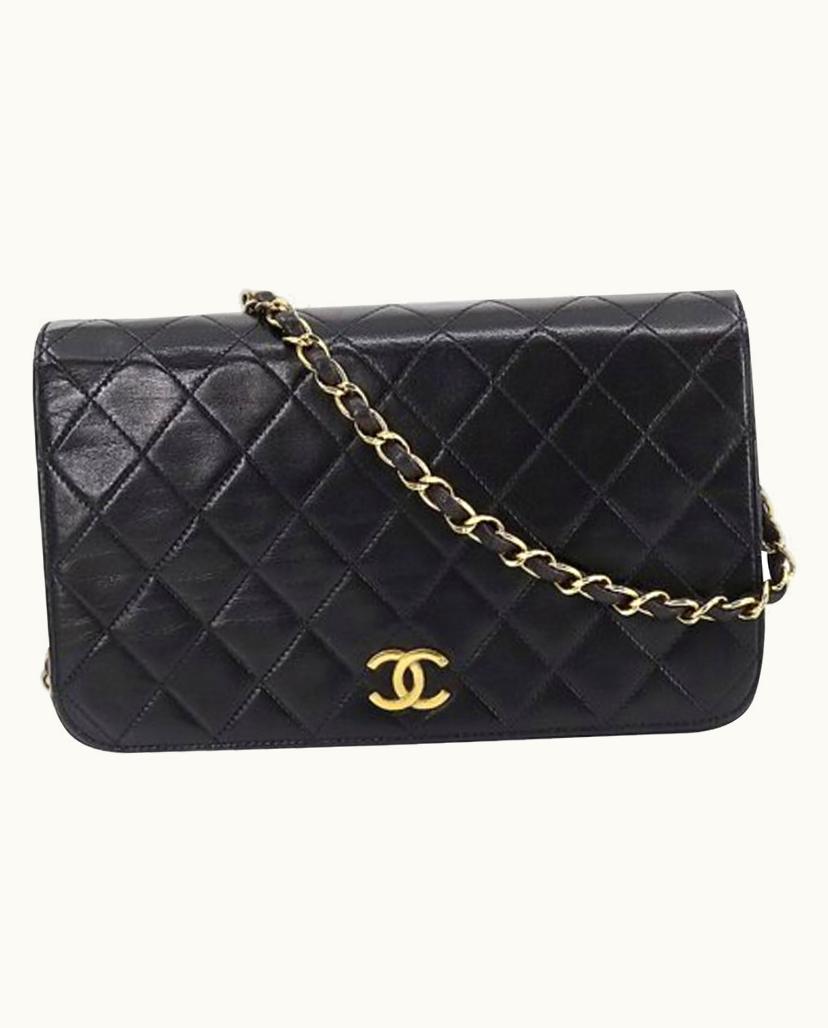 Chanel CHANEL Chagin Shoulder Bag Matelasse Black