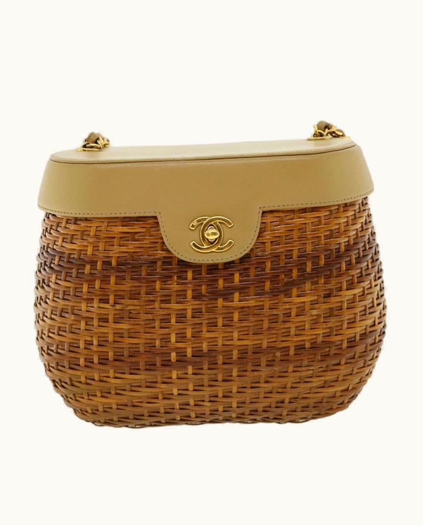 Chanel Chanel Classic Shoulder Bag In Brown Straw