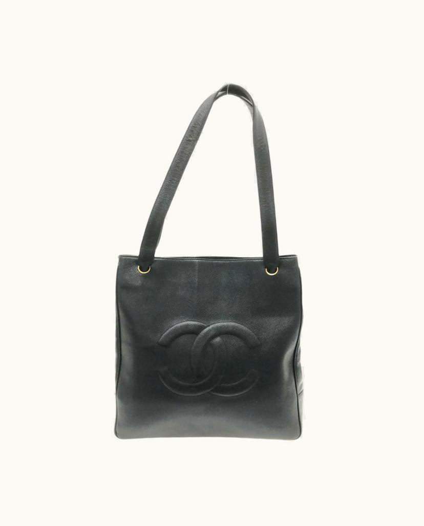 Chanel Chanel Coco Mark Women's Tote Bag Leather In Black