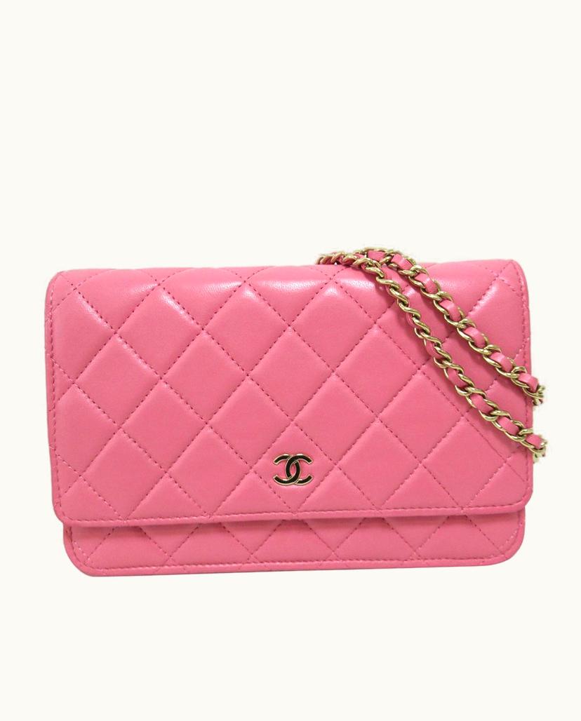 Chanel Chanel CC Wallet On Chain Lambskin Leather Pink