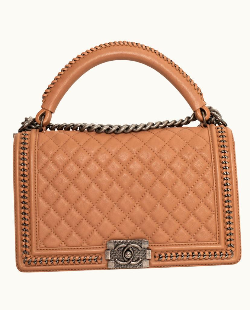 Chanel Chanel Women's Boy Chain Handle Leather In Beige