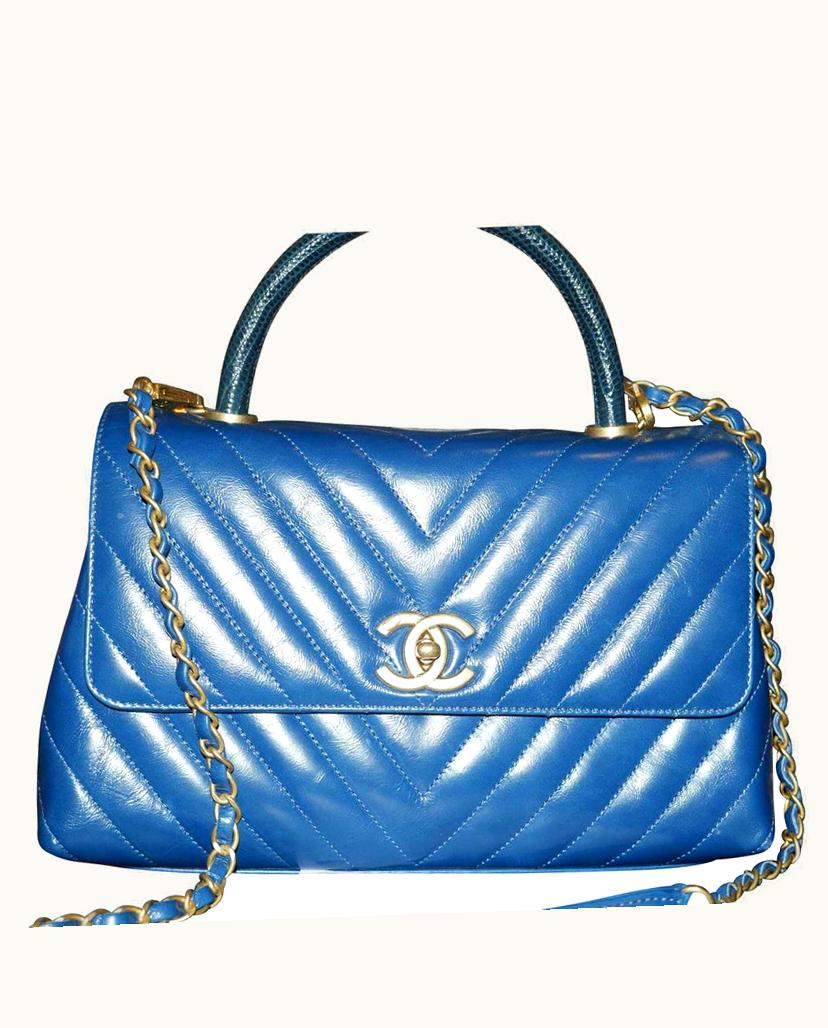 Chanel Chanel Timeless Handle Bag Caviar Leather Blue