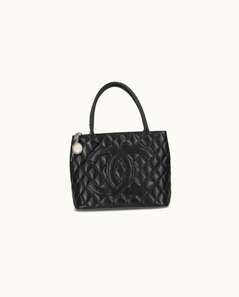 Chanel Chanel Caviar Medallion Tote Shoulder Bag Black