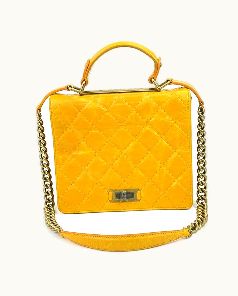 Chanel Chanel Classic Shoulder Bag Leather Yellow Luxe