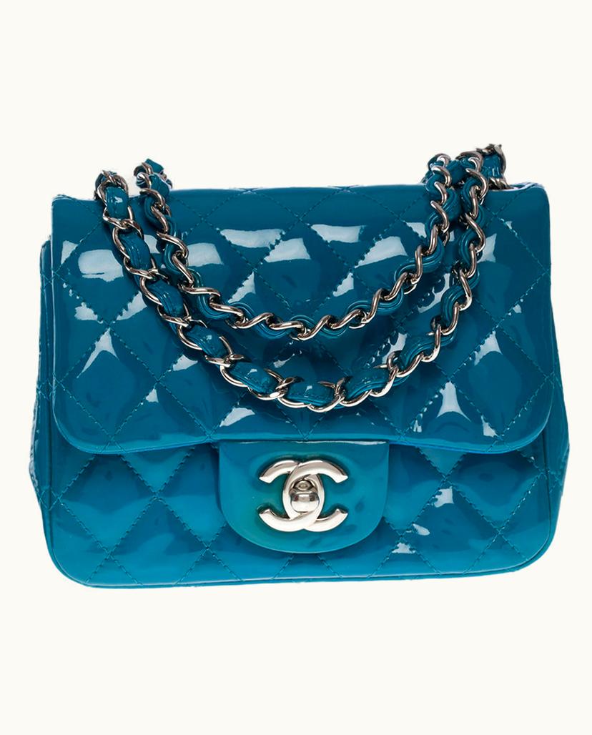 Chanel Chanel Women's Timeless Mini Square Leather In Petrol