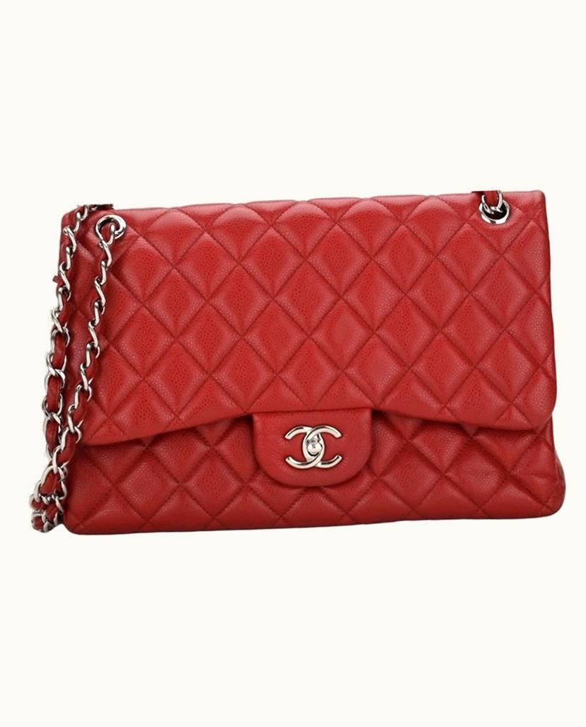 Chanel Chanel Classic Flap Bag Jumbo Leather in Red