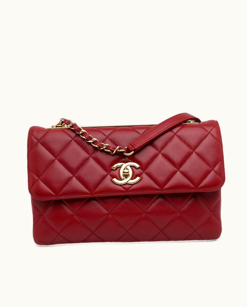 Chanel Chanel Trendy Flap Shoulder Bag Quilted Lambskin Red