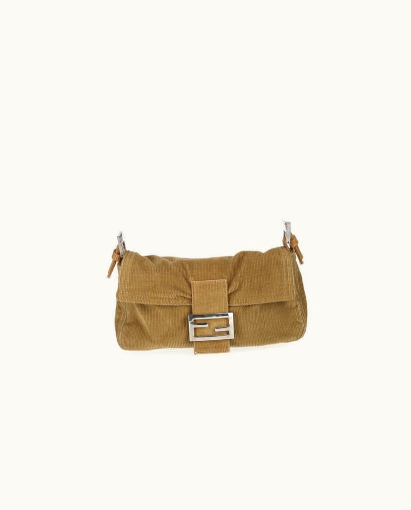 Fendi Fendi Corduroy Baguette Shoulder Strap Bag Brown