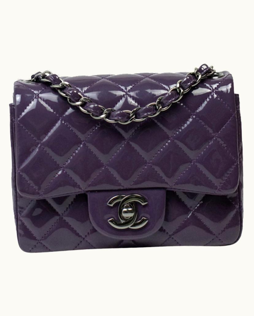 Chanel Chanel Women's Classic Flap Bag New Mini Patent Leather In Violet