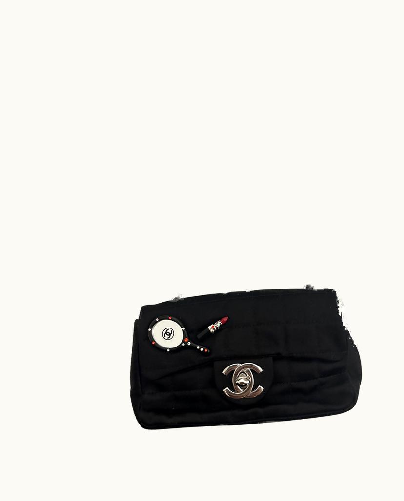 Chanel Chanel 2004 Flap Bag Mini Silk In Black