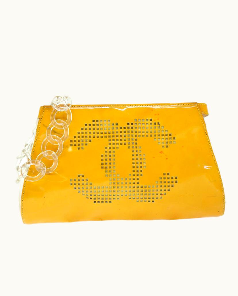 Chanel Chanel Women's Clutch Bag Patent Leather In Yellow
