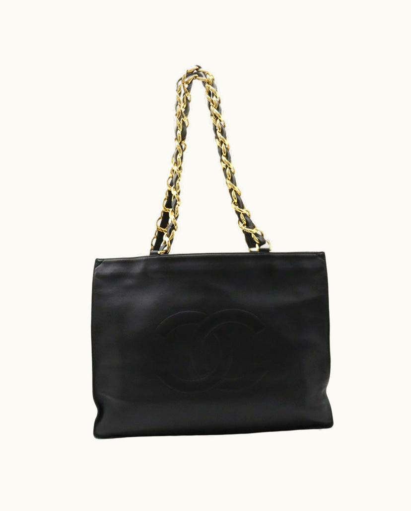 Chanel Chanel Jumbo Shoulder Bag Leather Tote Black