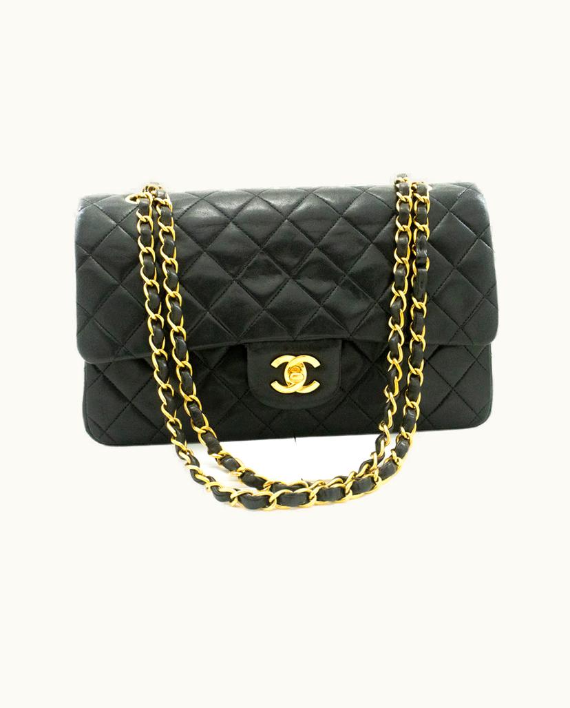 Chanel Chanel Double Flap Shoulder Bag Lambskin Leather Black