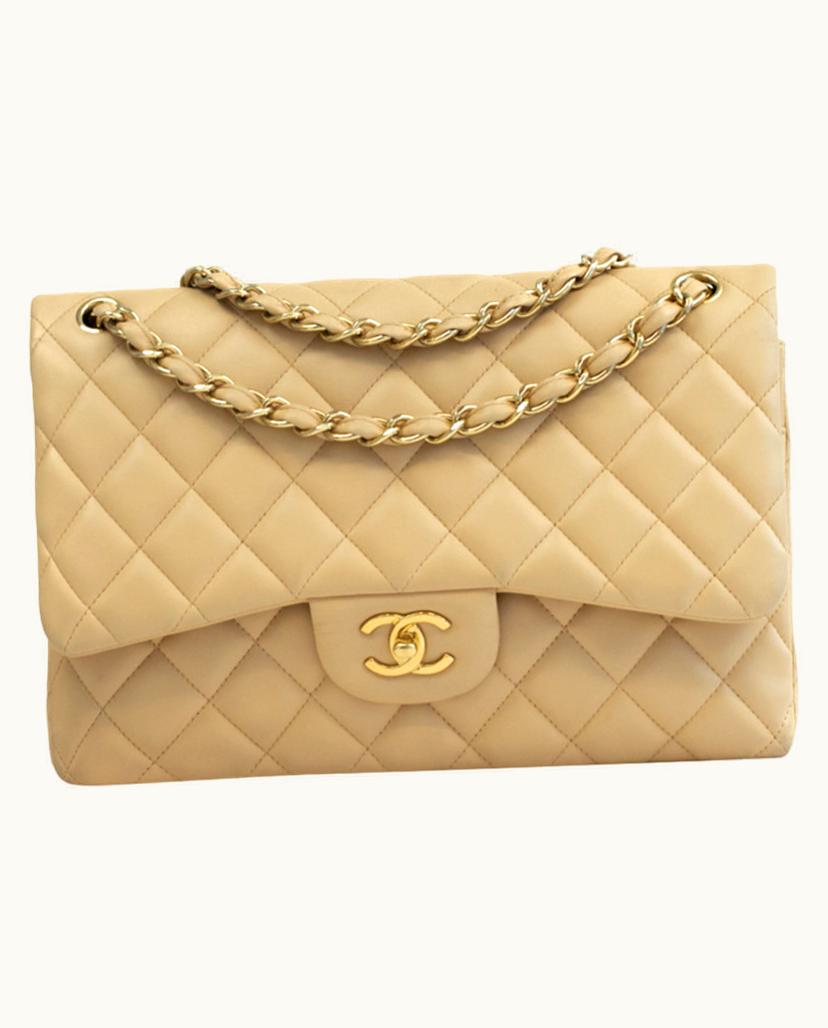 Chanel CHANEL Timeless Classic Leather Shoulder Bag Beige