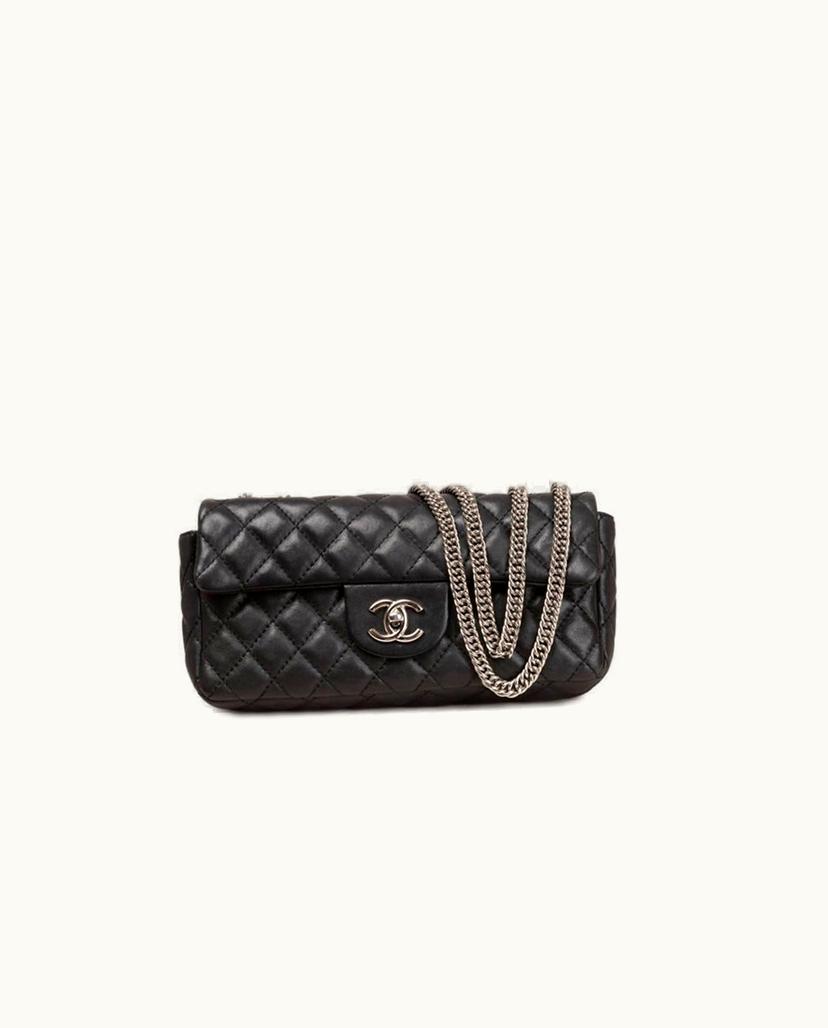 Chanel Chanel East/West Single Flap Bag Leather In Black