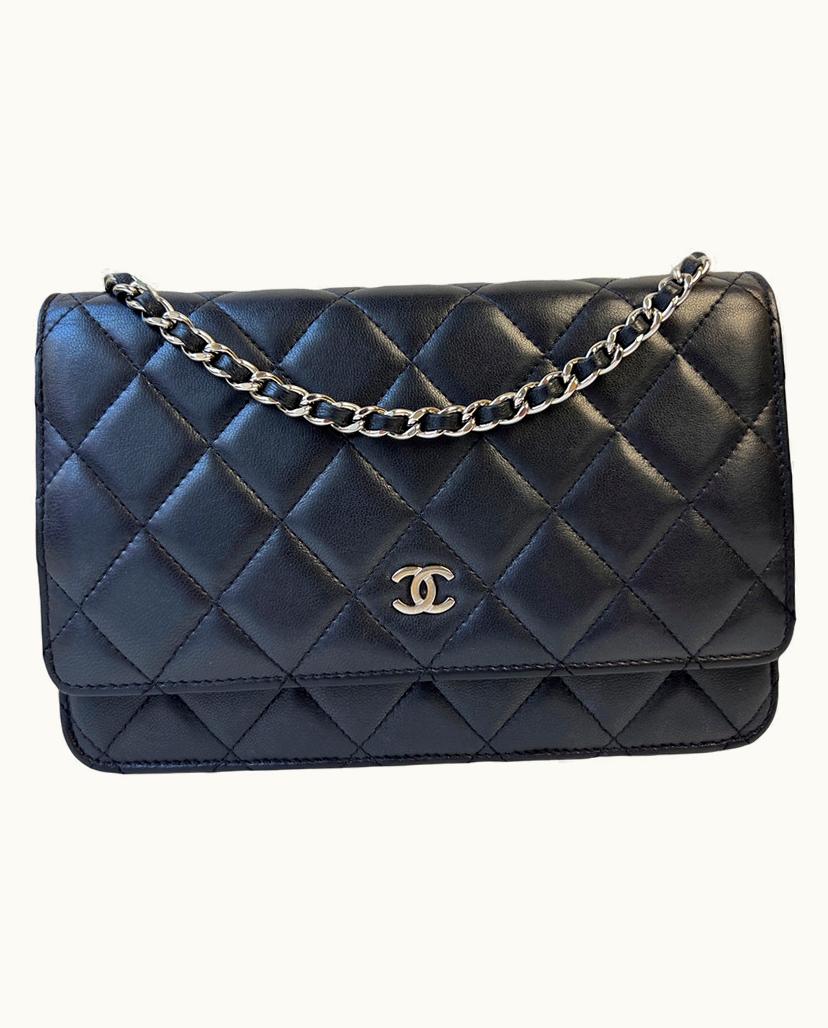 Chanel Chanel WOC Wallet On Chain Lambskin Leather Silver Hardware Black
