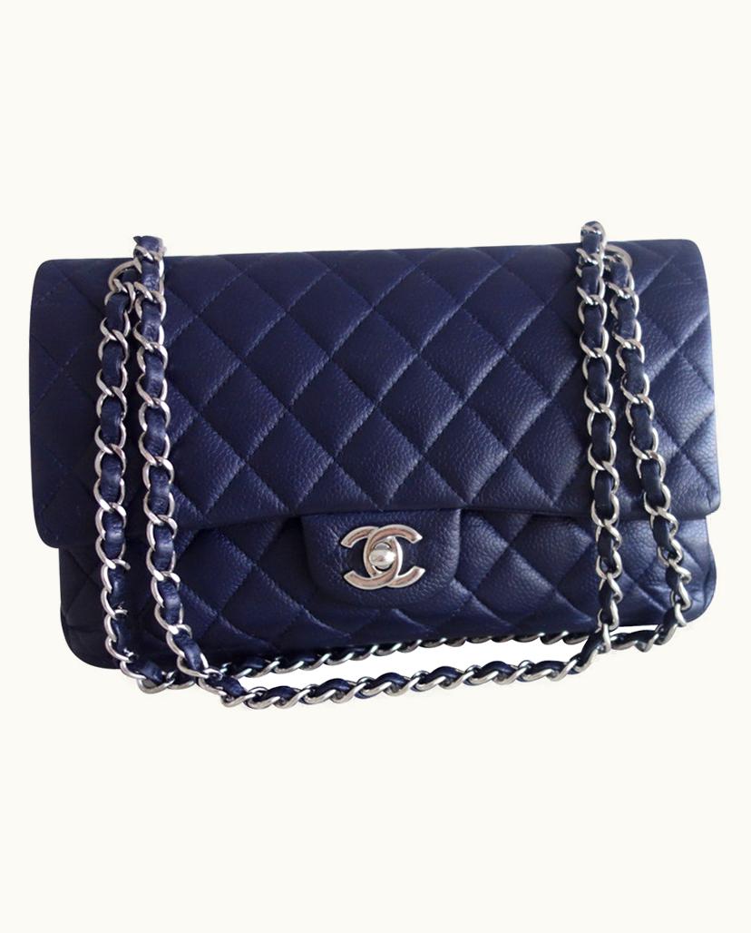 Chanel Chanel Medium Classic Quilted Caviar Leather Bag Shoulder/Crossbody Navy Blue