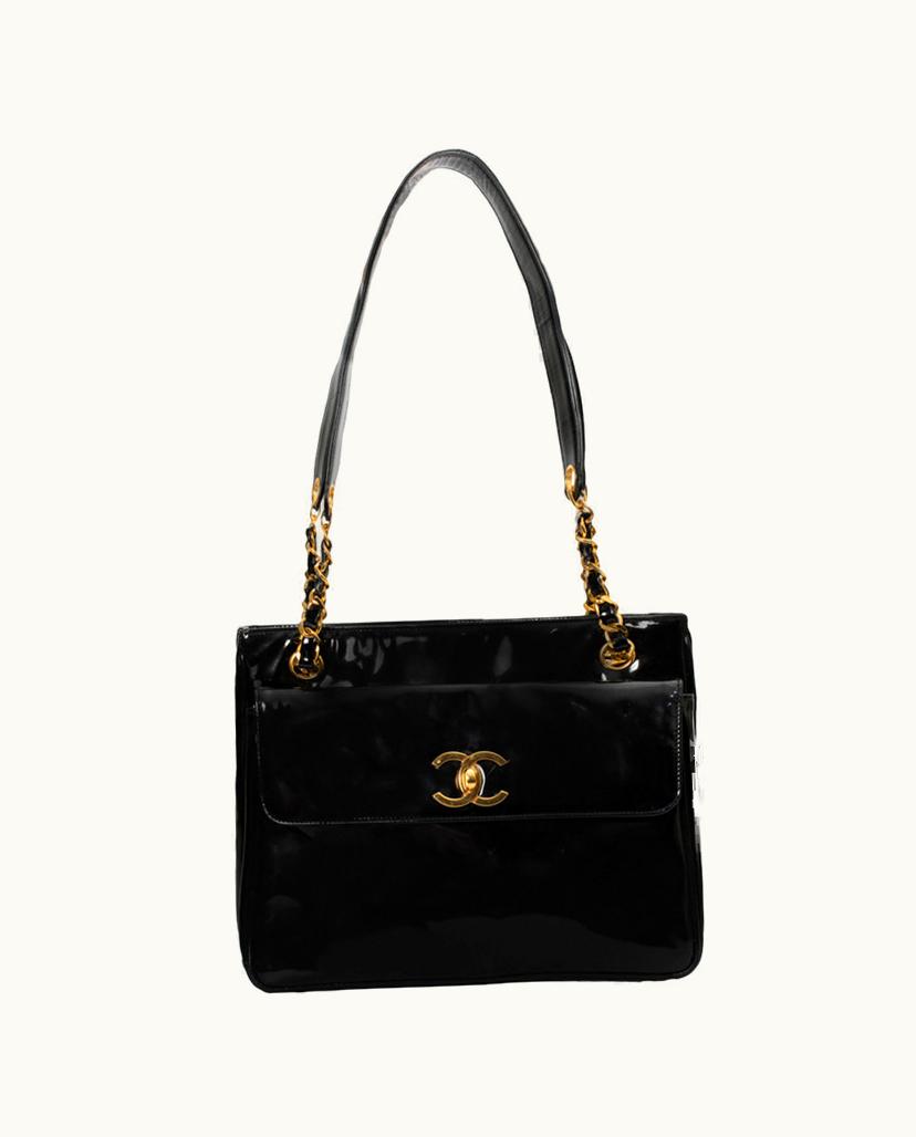 Chanel Chanel Cabas Patent Leather Handbag in Black