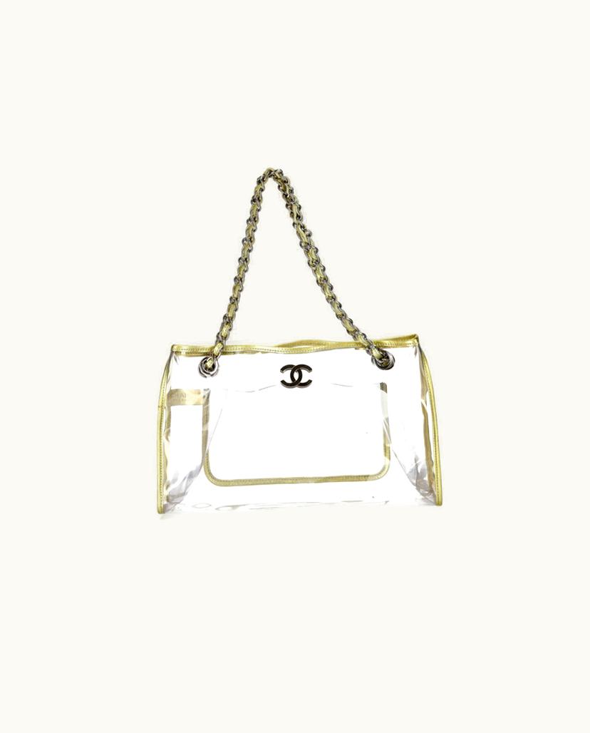Chanel CHANEL Naked Tote Vinyl Shoulder Bag Gold