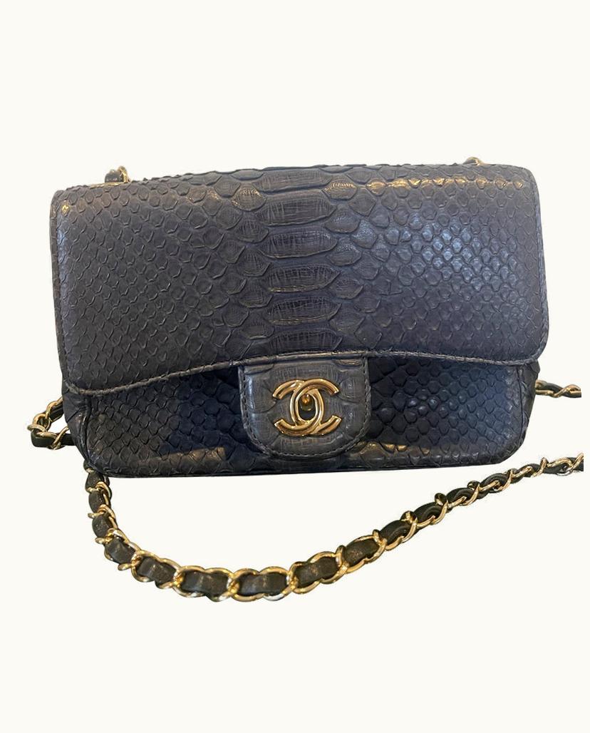 Chanel Chanel Limited Edition Python Classic Flap Handbag Grey