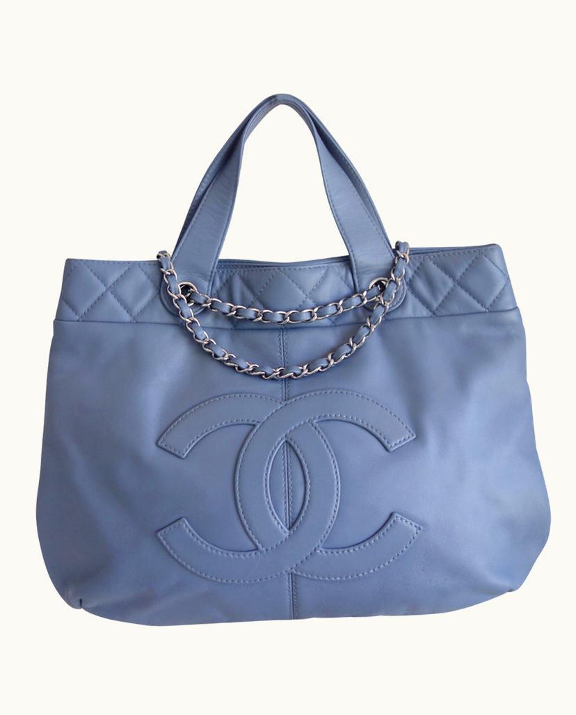 Chanel Chanel Shopping Bag Large Denim Blue Calfskin Palladium Blue Canvas Bag