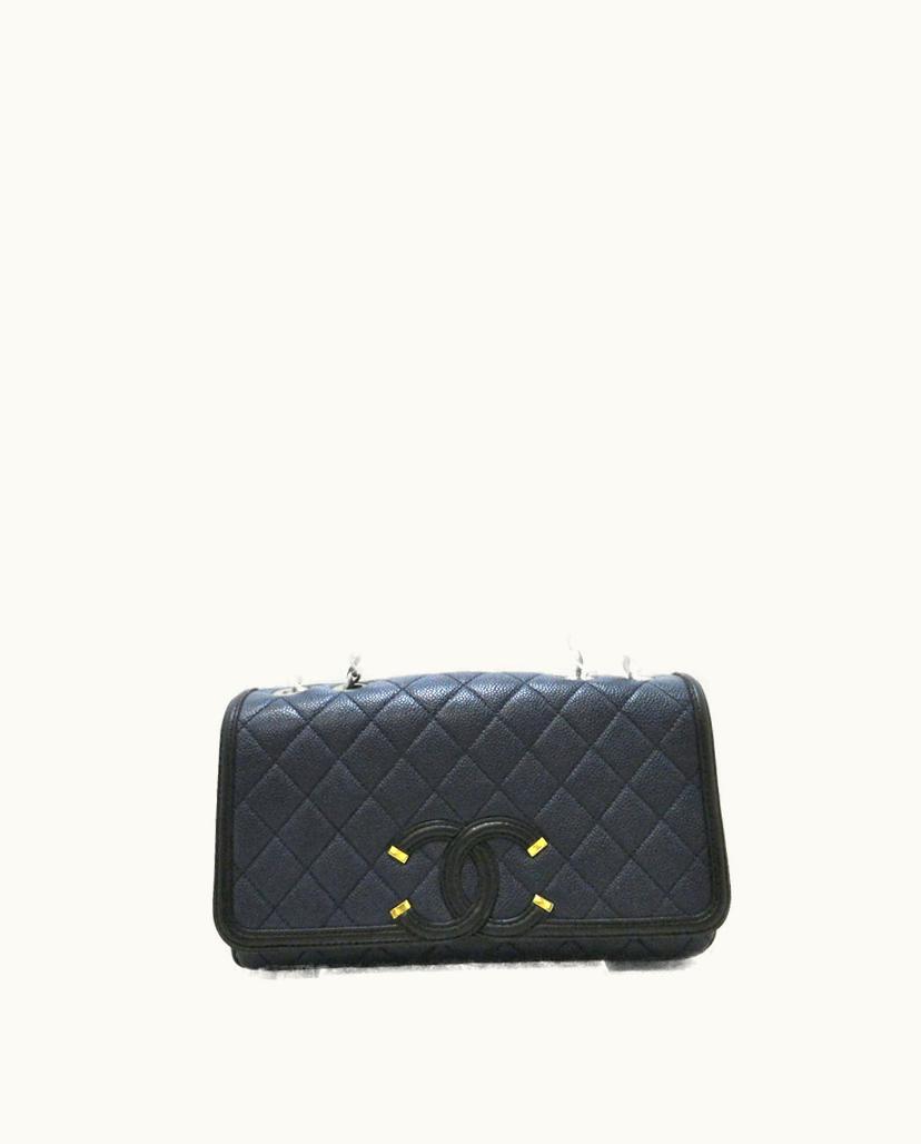 Chanel Chanel Matelassé Shoulder Bag Navy Leather