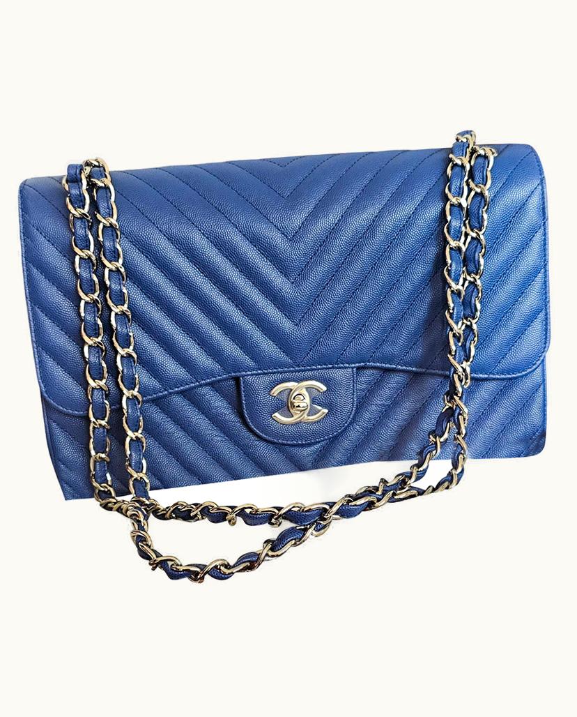 Chanel Chanel Timeless Jumbo Bag Caviar Leather Blue