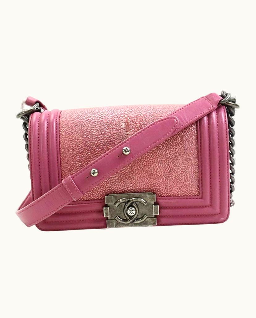Chanel Chanel Boy Pink Leather Shoulder Bag