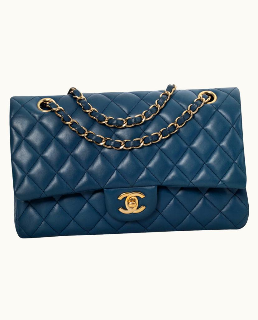 Chanel CHANEL Timeless Classic Handbag Blue Leather