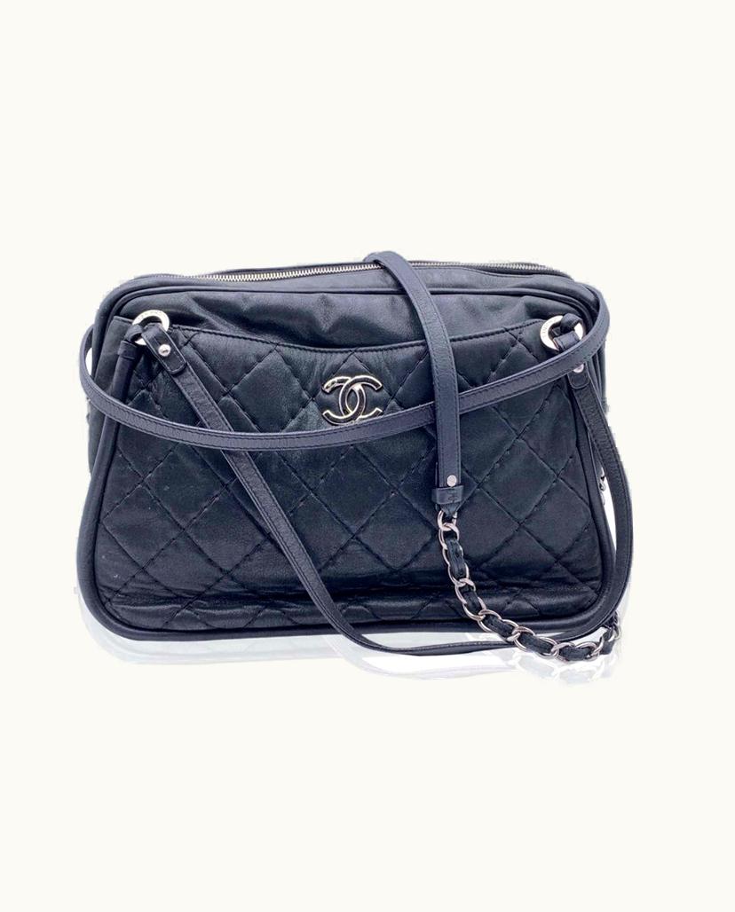 Chanel Chanel Metallic Strap Shoulder Bag Cloth In Black