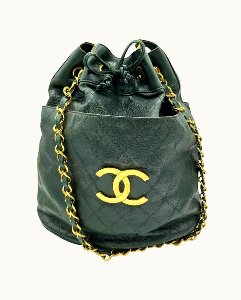 Chanel Chanel Vintage Diamond Leather Shoulder Bag Dark Green