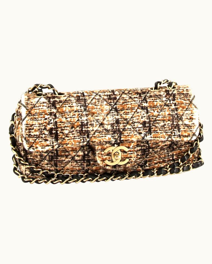 Chanel Chanel Sacellum Foal Shoulder Bag Black Brown White Gold