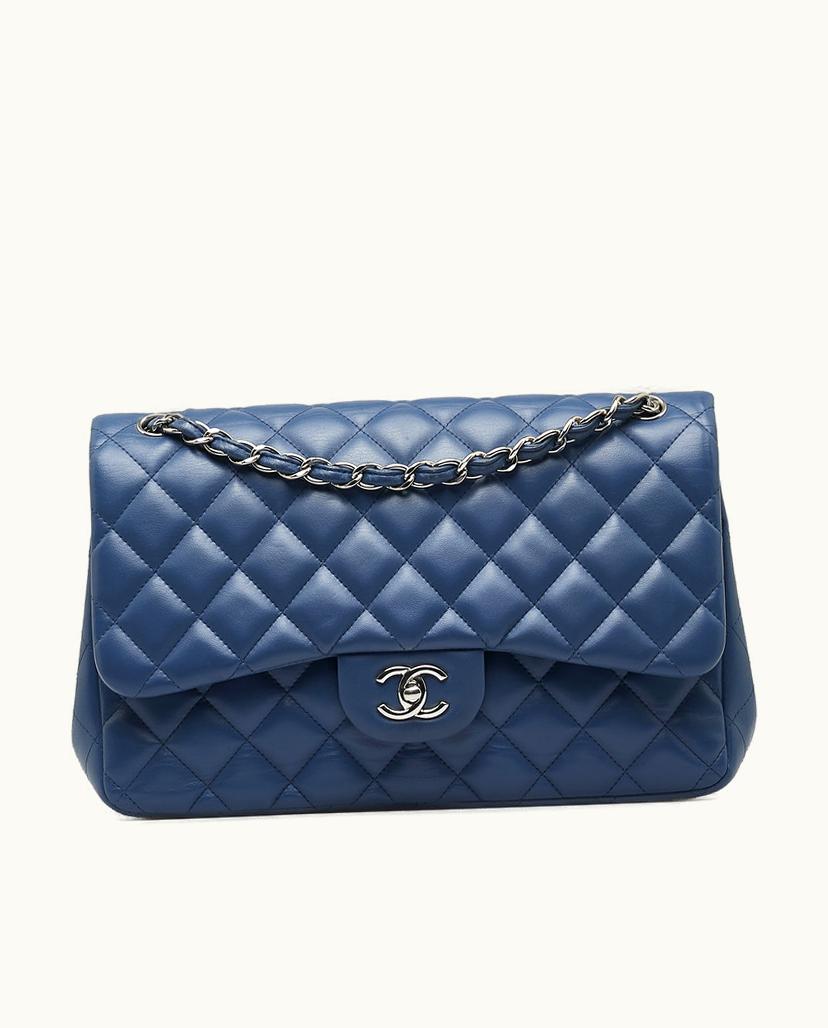 Chanel Chanel Jumbo Classic Lambskin Double Flap Shoulder Bag Blue