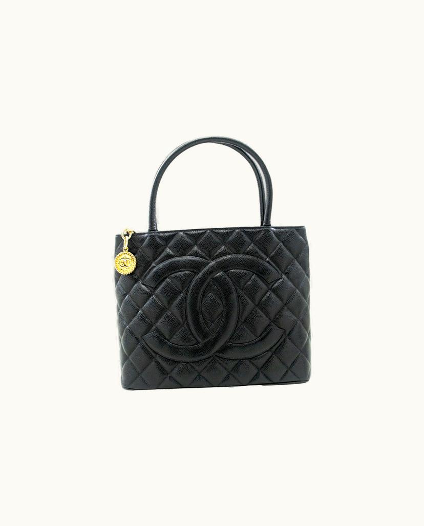 Chanel CHANEL Medaillon Caviar Shoulder Bag Grand Shopping Tote Black