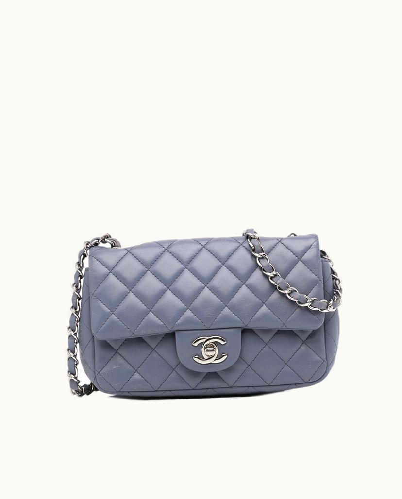 Chanel Chanel Mini Classic Lambskin Rectangular Single Flap Shoulder Bag Grey