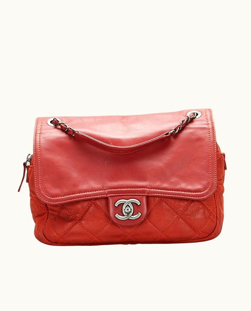 Chanel Chanel Sac à Rabat Women's Shoulder Bag Red Leather