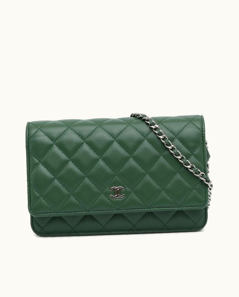 Chanel Chanel Lambskin CC Wallet On Chain Green