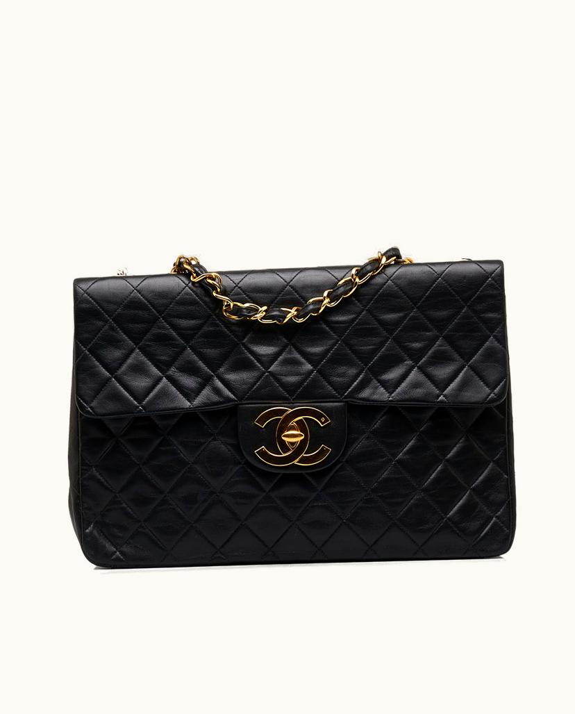 Chanel Chanel Maxi Classic Lambskin Double Flap Shoulder Bag in Black